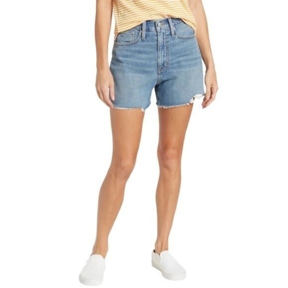 NWT Madewell Mom Short Cutoff Jean Shorts Bledsoe Mid Wash Denim Women’s Size 33 - Picture 3 of 10